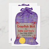 Crawfish Boil Paarse Sack Invitation Kaart (Voorkant / Achterkant)