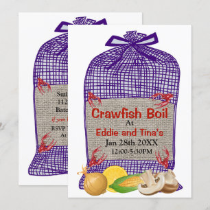 Crawfish Boil Paarse Sack Kaart