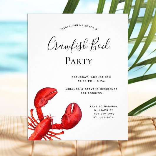 Crawfish boil partij roodkreeft flyer