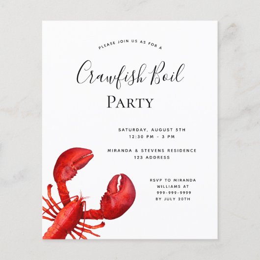 Crawfish boil partij roodkreeft flyer (Voorkant)