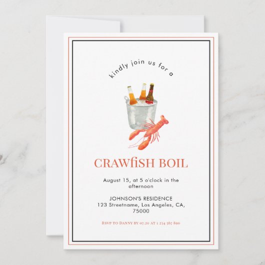 Crawfish Boil Party Beer Seafood Cookout Theme Kaart (Voorkant)