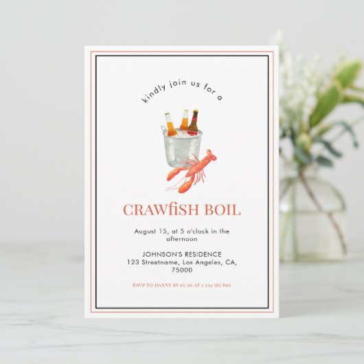 Crawfish Boil Party Beer Seafood Cookout Theme Kaart (Staand voorkant)