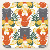 Crawfish Boil Party - Cajun Vis en zeevruchten vie Kartonnen Onderzetters (Voorkant)