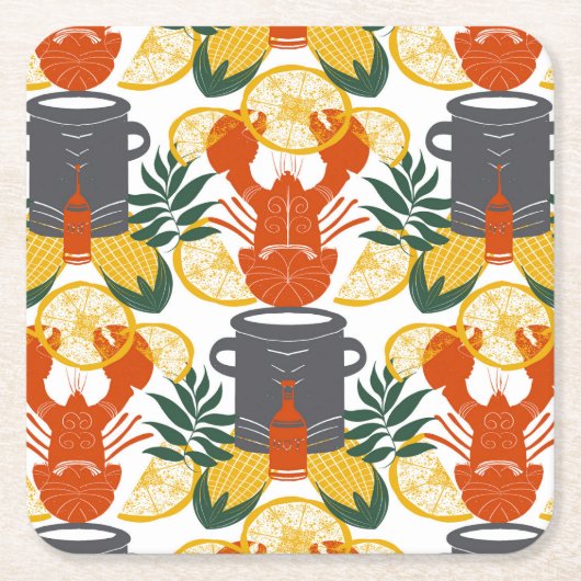 Crawfish Boil Party - Cajun Vis en zeevruchten vie Kartonnen Onderzetters (Voorkant)