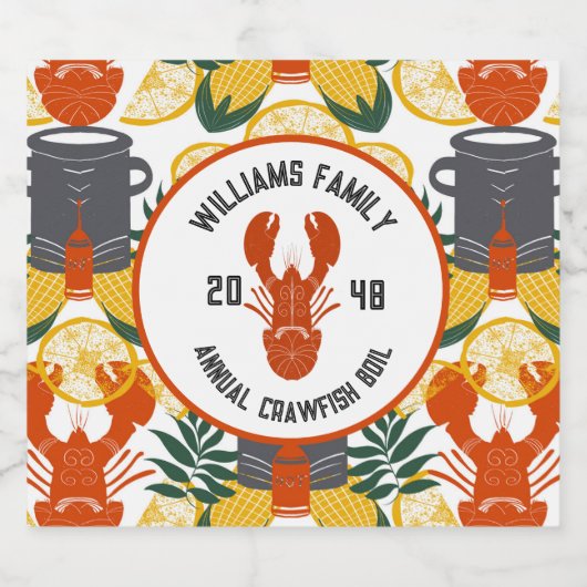 Crawfish Boil Party - Cajun Vis en zeevruchten vie Likeurfles Etiket (Enkel label)
