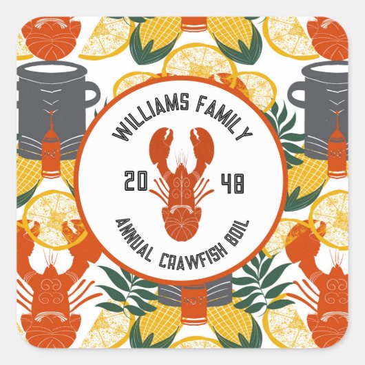 Crawfish Boil Party - Cajun Vis en zeevruchten vie Vierkante Sticker (Voorkant)
