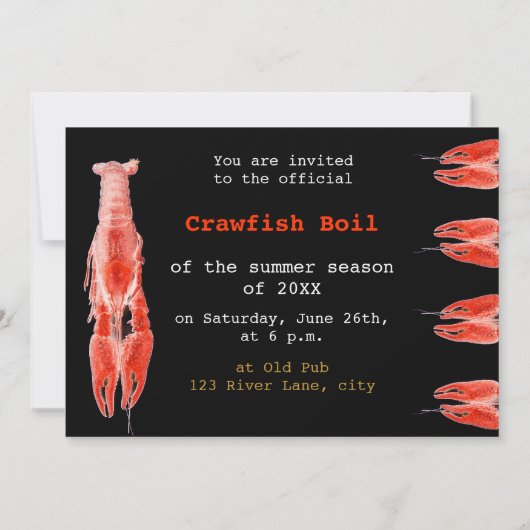 Crawfish boil party call sjabloon kaart (Achterkant)