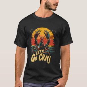 Crawfish Boil Party Let's Go Cray Retro Sunset Caj T-shirt