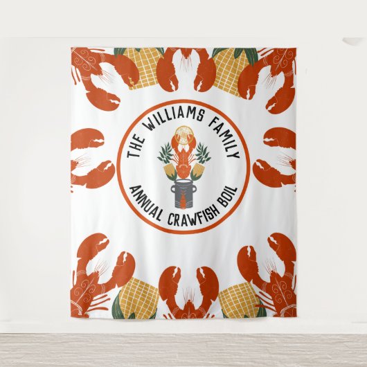 Crawfish Boil Party Paper Achtergrond – Fotocabine Wandkleed (Voorkant)