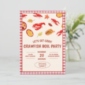 Crawfish Boil Party Picknick Uitnodiging voor vier (Staand voorkant)