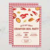 Crawfish Boil Party Picknick Uitnodiging voor vier (Voorkant / Achterkant)