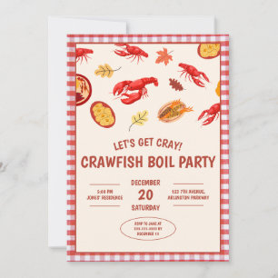 Crawfish Boil Party Picknick Uitnodiging voor vier