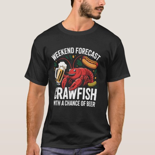 Crawfish Boil Party Weekend Forecast Funny Crawfis T-shirt (Voorkant)
