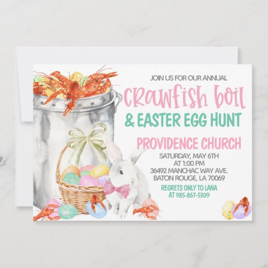 Crawfish Boil Pasen Ei Hunt Uitnodiging (Voorkant)