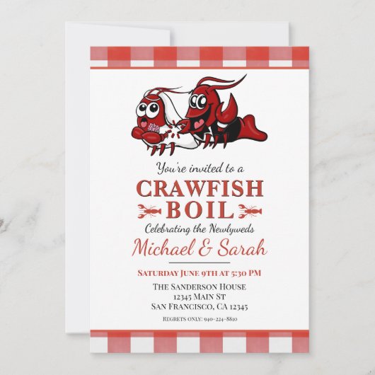 Crawfish Boil Picknick Pas getrouwd Verlovingsfees Kaart (Voorkant)