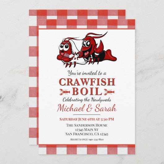 Crawfish Boil Picknick Pas getrouwd Verlovingsfees Kaart (Voorkant / Achterkant)