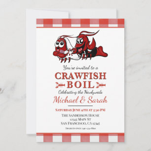 Crawfish Boil Picknick Pas getrouwd Verlovingsfees Kaart