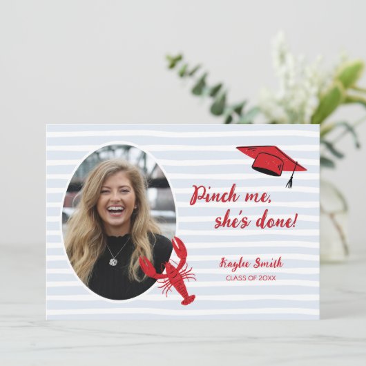 Crawfish Boil Pinch Me She's Done Foto Afstuderen Kaart (Staand voorkant)