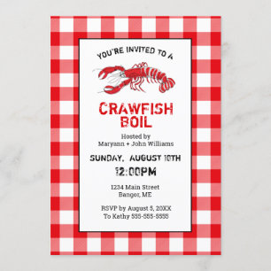 Crawfish Boil Red White Gingham Kaart