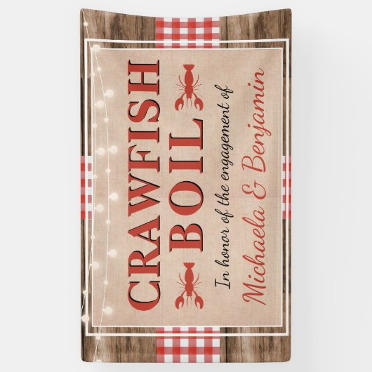 Crawfish Boil Rustic Couples Shower Verloving Spandoek (Verticaal)