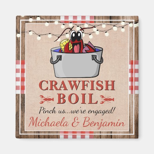 Crawfish Boil Rustic Engagement Party Magneet (Voorkant)