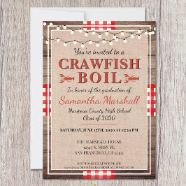 Crawfish Boil Rustic School Graduparty Kaart