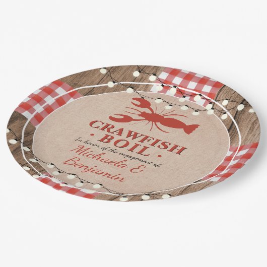 Crawfish Boil Rustige Couples Engagement Party Papieren Bordje (Gekanteld)