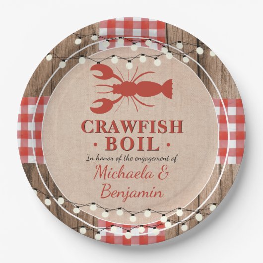 Crawfish Boil Rustige Couples Engagement Party Papieren Bordje (Voorkant)