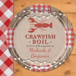 Crawfish Boil Rustige Couples Engagement Party Papieren Bordje