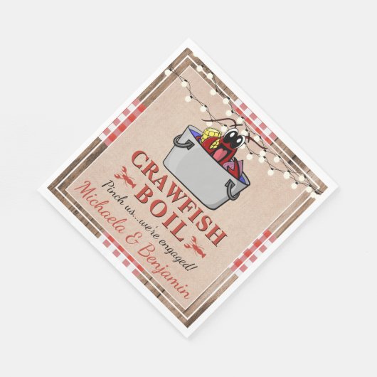 Crawfish Boil Rustige Couples Engagement Party Servet (Hoek)