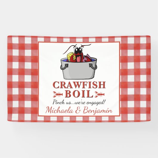Crawfish Boil Seafood Barbecue Engagement Party Spandoek (Horizontaal)