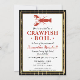 Crawfish Boil Seafood Black Gold Graduparty Kaart