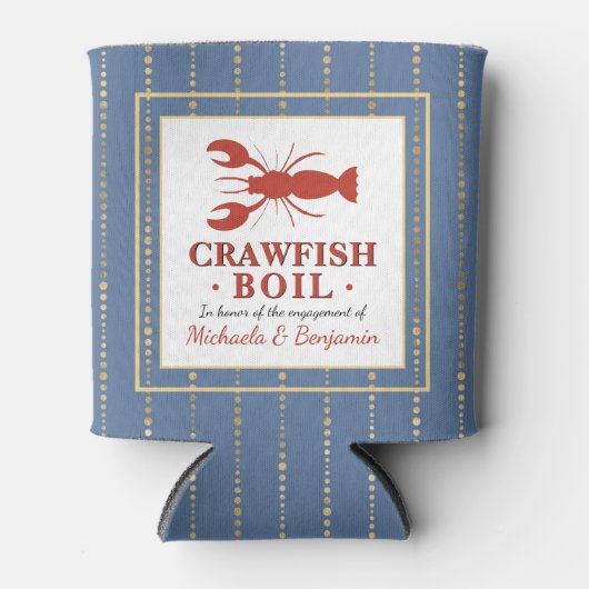 Crawfish Boil Seafood Blue Engagement Party Blikjeskoeler (Voorkant)