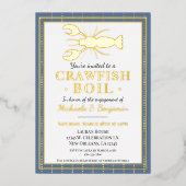 Crawfish Boil Seafood Blue Engagement Party Folie Uitnodiging (Voorkant)