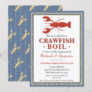 Crawfish Boil Seafood Blue Engagement Party Kaart