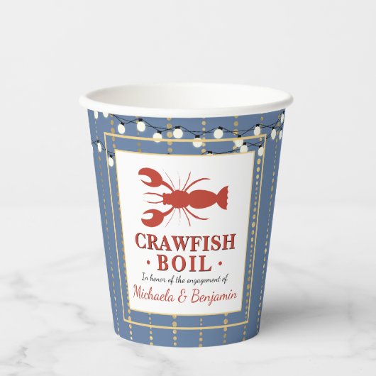 Crawfish Boil Seafood Blue Engagement Party Papieren Bekers (Voorkant)