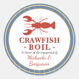 Crawfish Boil Seafood Blue Engagement Party Ronde Sticker
