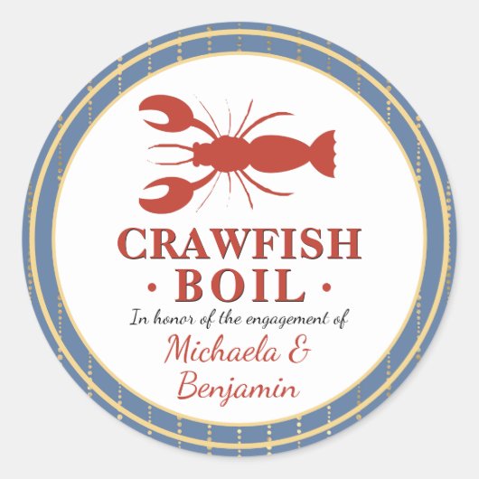 Crawfish Boil Seafood Blue Engagement Party Ronde Sticker (Voorkant)