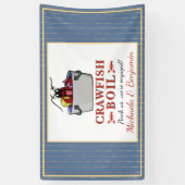 Crawfish Boil Seafood Blue Gold Engagement Party Spandoek (Verticaal)