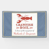 Crawfish Boil Seafood Blue Gold Engagement Party Spandoek (Horizontaal)