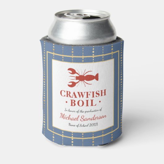 Crawfish Boil Seafood Blue Graduation Party Blikjeskoeler (Blikje Achterkant)