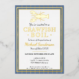 Crawfish Boil Seafood Blue Graduation Party Folie Uitnodiging