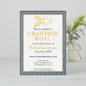 Crawfish Boil Seafood Blue Graduation Party Folie Uitnodiging (Staand Voorkant)