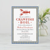 Crawfish Boil Seafood Blue Graduation Party Kaart (Staand voorkant)
