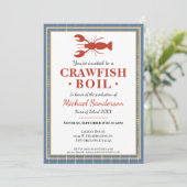 Crawfish Boil Seafood Blue Graduation Party Kaart (Staand voorkant)