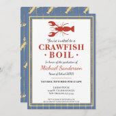 Crawfish Boil Seafood Blue Graduation Party Kaart (Voorkant / Achterkant)