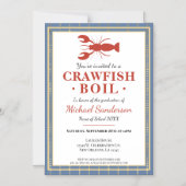 Crawfish Boil Seafood Blue Graduation Party Magnetische Uitnodiging (Voorkant)