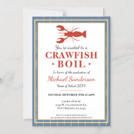 Crawfish Boil Seafood Blue Graduation Party Magnetische Uitnodiging