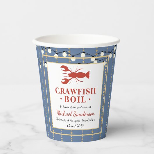 Crawfish Boil Seafood Blue Graduation Party Papieren Bekers (Voorkant)