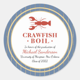 Crawfish Boil Seafood Blue Graduation Party Ronde Sticker
